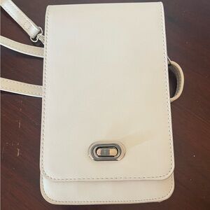 Cell Phone Crossbody White Vegan Leather with Touchscreen